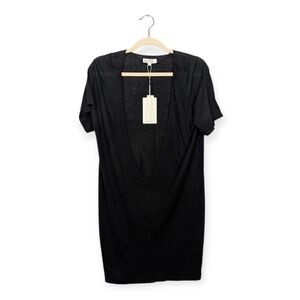 NWT Day Birger et Mikkelsen Black Deep V Neck Bamboo Cashmere Blend Top Size L